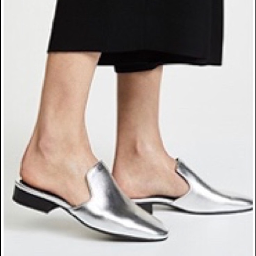 Rag & Bone Silver Luis Metallic Mules Flats